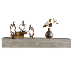 60" Rustic Wood Fireplace Mantel, Wall-Mounted & Floating Shelf For Home Decor - Gray
