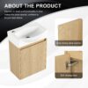 Modern 16" Bathroom Vanity Sink Combo With Ceramic Sink And Cabinet For Small Spaces - Oak - Image 11