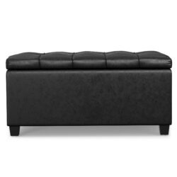 Sienna - Storage Ottoman Bench - Distressed Black