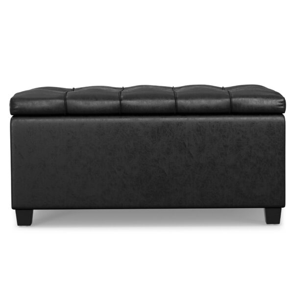 Sienna - Storage Ottoman Bench - Distressed Black