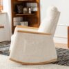 Accent Rocking Chair With Footrest, High Back Rubber Wood Rocking Legs Bedroom Living Space - Beige - Image 8