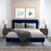 Dillon - Velvet Platform Bed Queen Size - Blue - Image 6