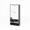 Modern Freestanding Shoe Storage Cabinet With 3 Flip Drawers - White / Walnut - Image 14