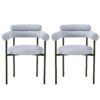 Modern Upholstered Armchair Dining Chairs With Metal Legs (Set of 2) - Gray - Image 5