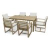 Patio Dining Set Outdoor Dining Table And Chair Set With And Removable Cushions For Patio, Backyard, Garden - Light Teak - Image 15