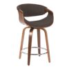 Curvini - Mid-Century Modern Counter Stool (Set of 2) - Walnut / Charcoal - Image 2