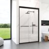 Modern Semi Frameless Double Sliding Shower Door With Sgcc Tempered Glass - Matte Black - Image 4