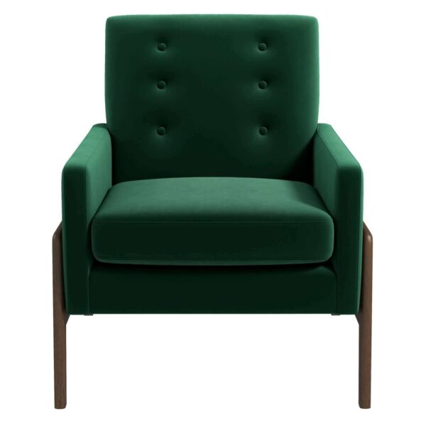 Cole - Solid Wood Lounge Chair - Green Fabric