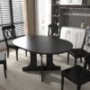 Dining Table For Farmhouse Kitchen Expandable Oval Table Top With Removable Leaf Trestle X Shaped Base - Black - Image 3