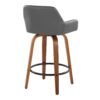 Daniella - Contemporary Fixed Height Counter Stool With Swivel With Round Footrest (Set of 2) - Walnut / Gray - Image 4