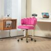 Velvet Home Office Desk Chair, Modern Cute Computer Chair, Wheels Swivel Height Adjustable Task Chair - Rose Red - Image 8