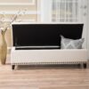 Upholstered Storage Ottoman With Nailhead Trim - Beige - Image 6