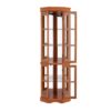 Corner Curio Cabinet With 5 Shelves And Lighting System (E26 Light Bulb Not Included) - Oak - Image 16