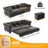 3 In 1 Pull Out Sofa Bed, Convertible Sleeper Sofa Bed, King Size Sofa Bed, Chaise Lounge, Velvet T3 Seater Sofa With Movable Ottoman, Tufted Design - Gray - Image 4