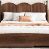 Queen Size Platform Bed With With 2 Big Drawers, Twin Long Size Trundle - Walnut - Image 18