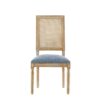 French Country Dining Chairs With Elegant Cane Backrest & Upholstered Seats Frame (Set of 2) - Slate Blue - Image 17