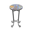 Vibrant French Country Patio Side Table Ceramic Tile And Iron Frame - Colorful / Black - Image 6