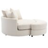 360° Swivel Accent Barrel Chair With Storage Ottoman & 4 Pillows, Modern Chenille Leisure Chair Round Accent For Living Room - Cream - Image 9