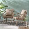 Bruce - Outdoor Club Chair Set With Water Resistant Cushions Rattan And Iron - Brown - Image 5