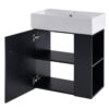 Modern Floating Bathroom Vanity With Ceramic Basin, Perfect For Small Bathrooms, Right Side Storage - Black - Image 11