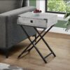 Accent Side Table, Storage Drawer, Contemporary Convenient Design - Gray - Image 5