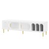Modern TV Stand For Up To 70" TV, Entertainment Center TV Media Console Table, With 3 Shelves And 2 Cabinets, TV Console Cabinet Furniture For Living Room - White - Image 17