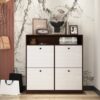 Modern Freestanding Shoe Storage Cabinet With 4 Flip Drawers - Walnut - Image 3