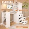 Modern Computer Desk With Built In Socket 3 Slide Drawers 4 Storage Levels - White - Image 6