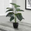 24" Tall, Artificial Plant, Alocasia, Indoor, Faux, Fake, Table, Greenery, Potted, Real Touch, Decorative - Green / Black - Image 4