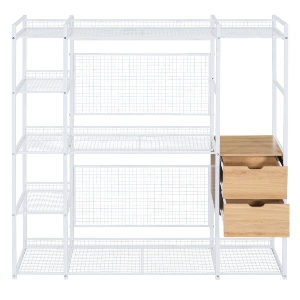 Open Style Wardrobe With Hanging Rails, Shelves And Drawers - White