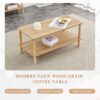 Modern 2 Tier Coffee Table For Living Room Furniture, Rectangular Center Table With Open Storage Shelf, Rounded Rubberwood Legs, Stable And Durable - Burly Wood - Image 8
