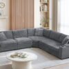 Convertible L Shaped Sectional Corner Couch With Armrest Storage Cup Holders USB Charger, Irregular Corner Oversized Comfy Modular Sofa - Gray - Image 13