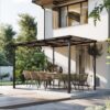 10 X 12 Ft Wall Mounted Outdoor Pergola Gazebo, Heavy Duty Metal Awning With Roof - Gray - Image 7