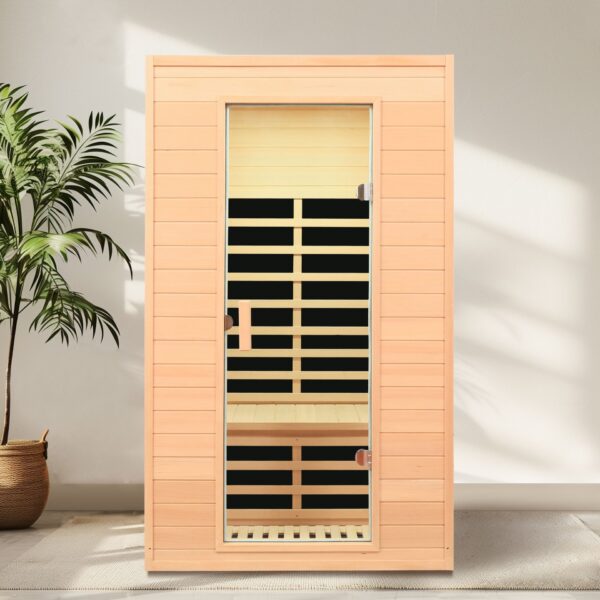 Hemlock - 2 Person Far Infrared Roof Embedded Indoor Sauna Room - Natural Wood