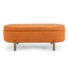 Stylish Ottoman Oval Storage Bench With Rubber Wood Legs - Orange - Image 10