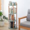 Storage Shelf, 360° Rotating Bookshelf, 4 Tier Bookcase With Large-Capacity Storage Space, Multifunctional Storage Rack, Compact Design For Living Room - Natural - Image 15