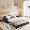 Queen Pull Out Sofa Bed, 3 In 1 Convertible Sleeper Sofa With Side Storage Multifunctional Velvet Loveseat Bed For Living Room - Gray - Image 3
