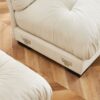 Modern Oversized 2 Seater Sofa With Ottoman And Bolster Armrests - Cream - Image 13