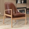 Accent Chair, Mid-Century Modern Armchair With Solid Wood Frame, Reading Leisure Chair With High Back For Living Room - Brown - Image 3