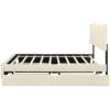 Queen Size Upholstered Platform Bed With 2 Drawers And 1 Trundle, Classic Strip Headboard Design - Beige - Image 2