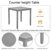 5 Piece Dining Table Set, Wooden Dining Square Table Set For 4, Counter Height Kitchen Table Set With Square Table And 4 Upholstered Chairs For Small Space - Gray - Image 4