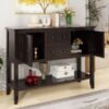 Cambridge Series - Console Table With Ample Storage 4 Small Drawers Bottom Shelf - Espresso - Image 3