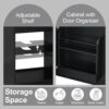 20" Bathroom Vanity With Sink, Freestanding Cabinet With Door Shelf And Adjustable Shelf, And Ceramic Construction - Black - Image 5