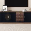 Modern Minimalist TV Stand For TVs Up To 80", Entertainment Center With 3 Drawers And 1 Shelf, Metal Handles And 2 Cabinets For Living Room - Black - Image 6