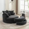 360° Swivel Accent Barrel Chair With Storage Ottoman & 4 Pillows, Modern Chenille Leisure Chair Round Accent For Living Room - Gray - Image 10