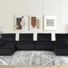 Anna - Velvet 6 Seater U-Shape Modular Sectional Sofa - Black - Image 5