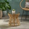 San Pedro - Boho Style Side Table With Tempered Glass Top - Light Brown Rattan - Image 3