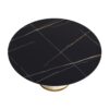 59.05" Modern Artificial Stone Round Carbon Steel Base Dining Table, Can Accommodate 6 People - Black / White - Image 7