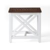 End Table, Farmhouse Side Table, Indoor Outdoor - Brown / White - Image 9