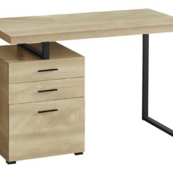 Computer Desk For Home Office, Laptop, Left, Right Set - Up, 3 Storage Drawers, Contemporary And Modern - Natural
